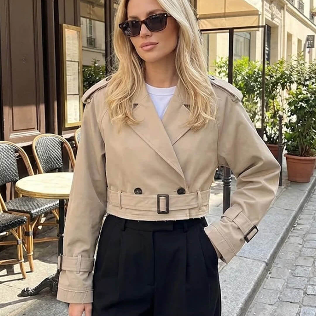 SOKYND Althea Cropped Trench Coat with Belt Coats & Jackets1005009920991316-;Ls1774570740404619003KhakiXS