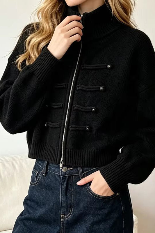 SOKYND Amelia Turtleneck Zip Knit Cardigan CardiganSOKYND-168535-BLA-O-54711BlackOne size