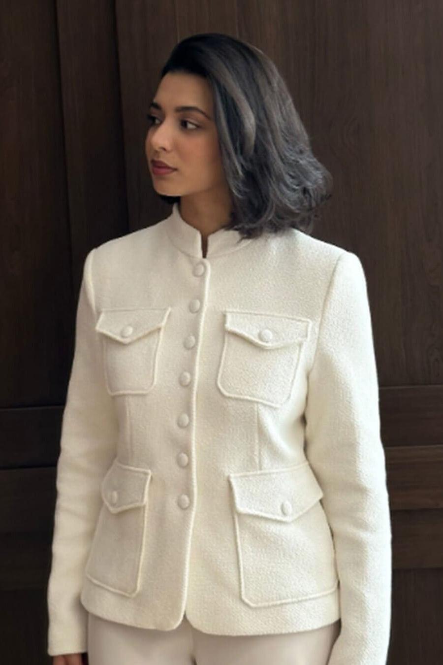 SOKYND Angela Stand Collar Flap Pockets Blazer BlazerSOKYND-480023-L-OS-93847L
