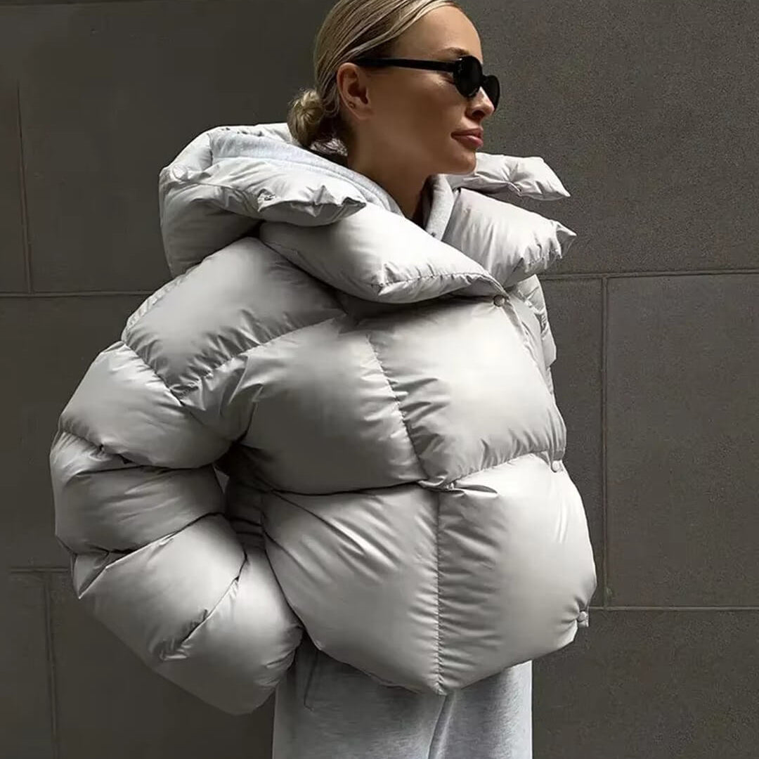 SOKYND Bettina Puffer Jacket in Light Gray
