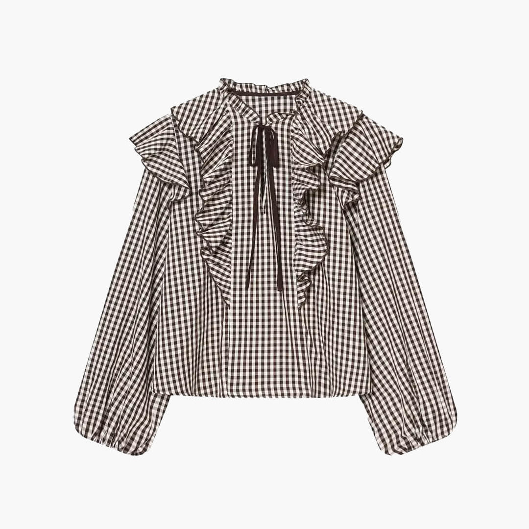 Ava Gingham Ruffle Blouse
