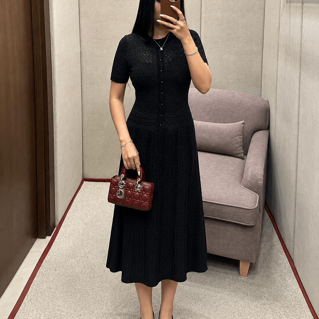 SOKYND Brynn Half Button Knitted Midi Dress DressesSOKYND-785431-BLA-XS-58967BlackXS