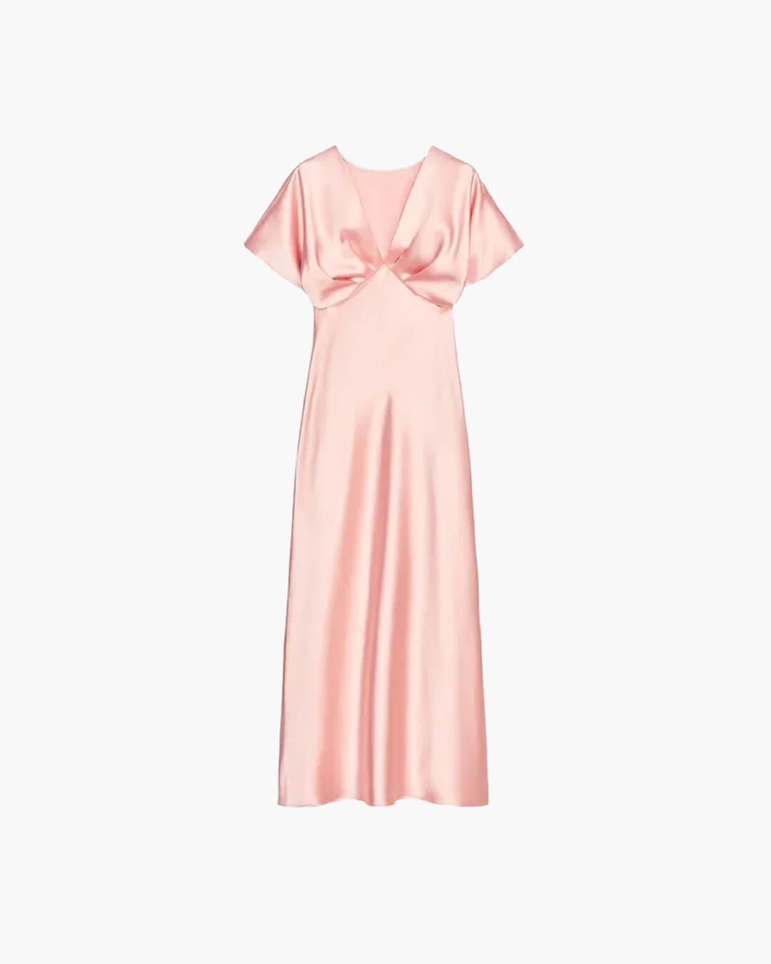 SOKYND Carina V Neck Satin Midi Dress DressPinkXS
