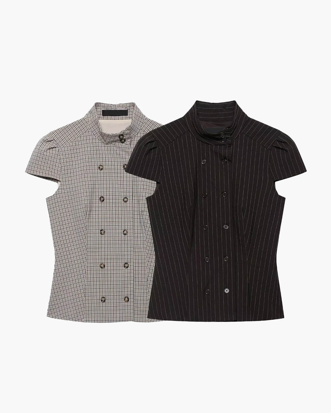 SOKYND Carla High Neck Plaid Fitted Blouse BlouseSOKYND-114967-BLA-S-06679BlackS