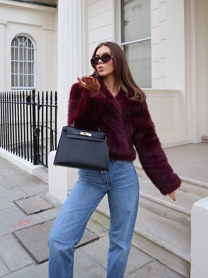 SOKYND Carley Faux Fur Coat Coats & JacketsEK1767356248745786144BurgundyS
