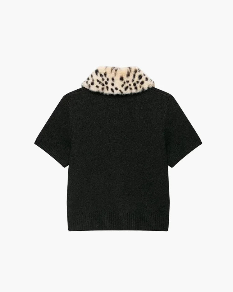 SOKYND Carmen Faux Fur Bambi Knit Cardigan Top CardiganSOKYND-954711-BLA-S-56183BlackS