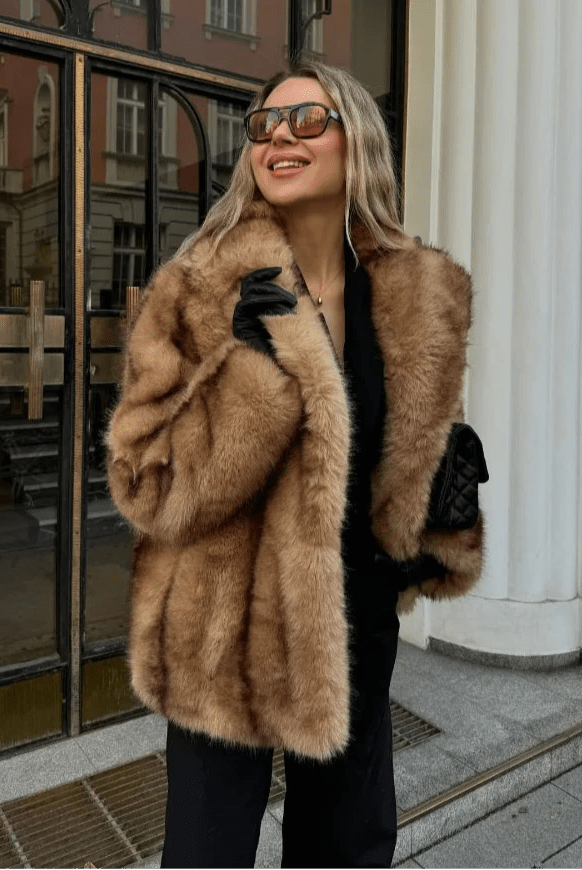 SOKYND Cattleya Faux Fur Coat Coats & JacketsMj1767356248746775474BrownS