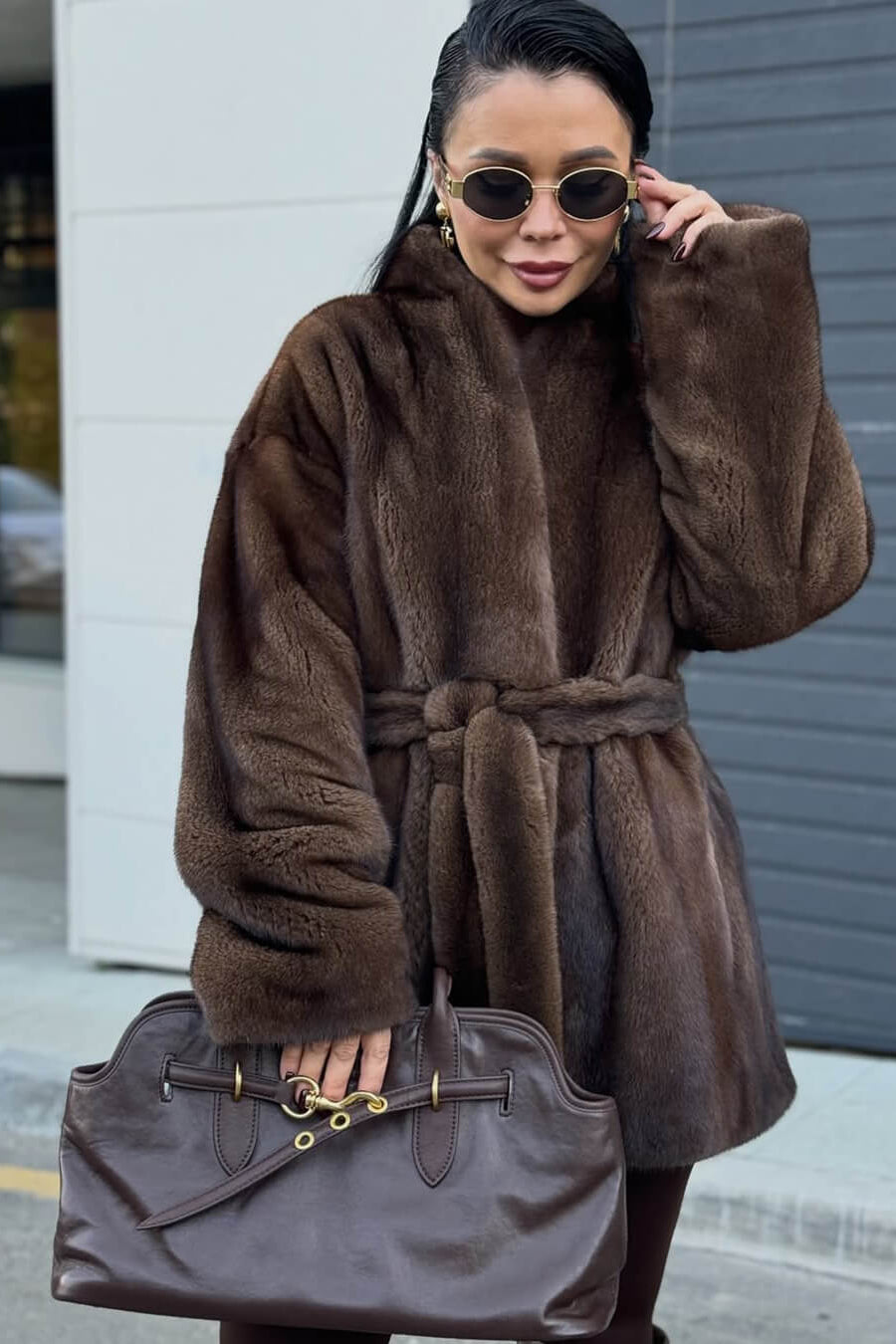 SOKYND Daniela Belted Faux Fur Jacket JacketSOKYND-397911-S-OS-50455S