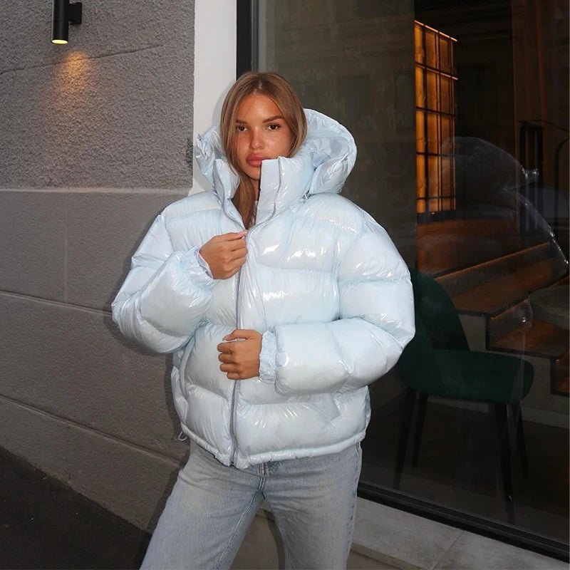 SOKYND Davina Hooded Puffer Jacket in Blue