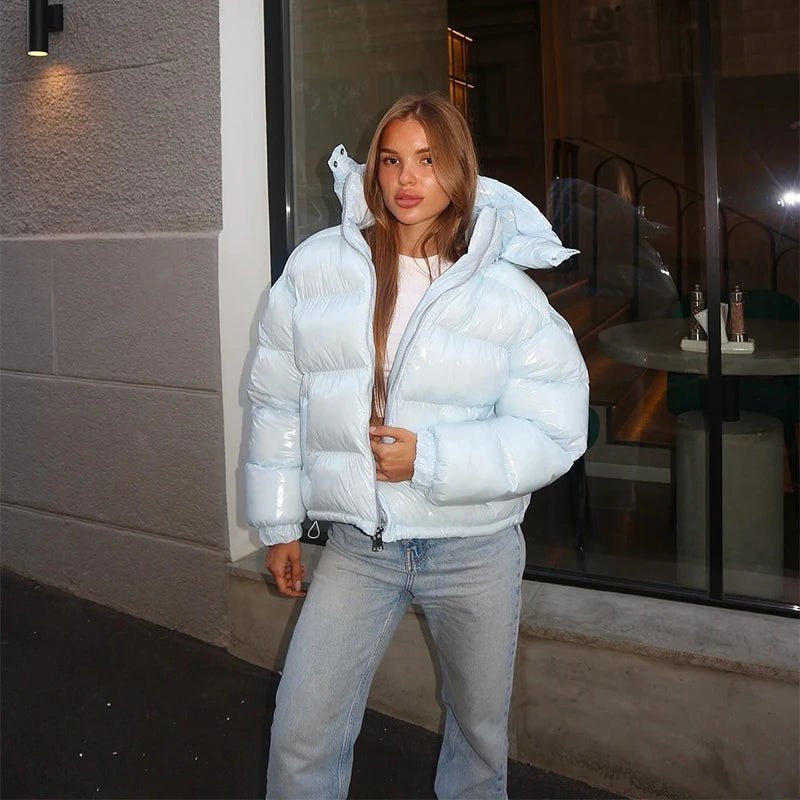 SOKYND Davina Hooded Puffer Jacket in Blue
