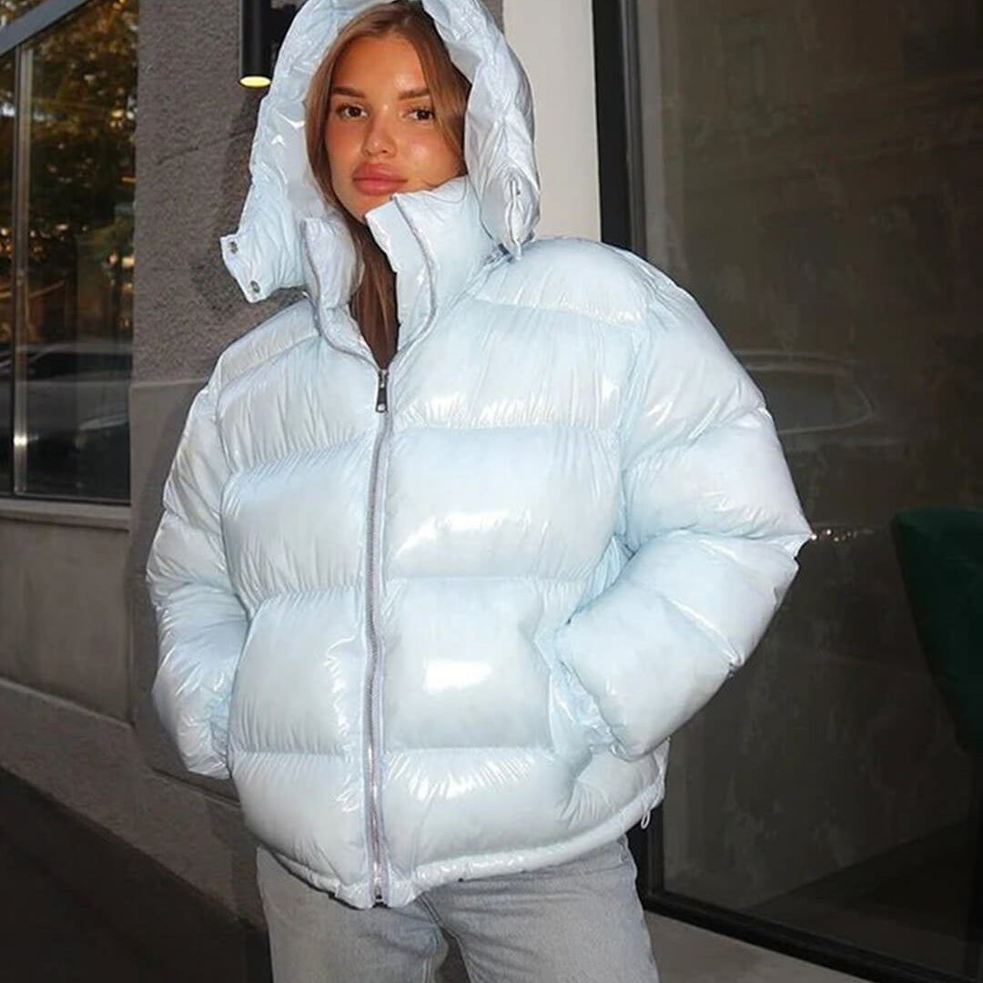 SOKYND Davina Hooded Puffer Jacket in Blue