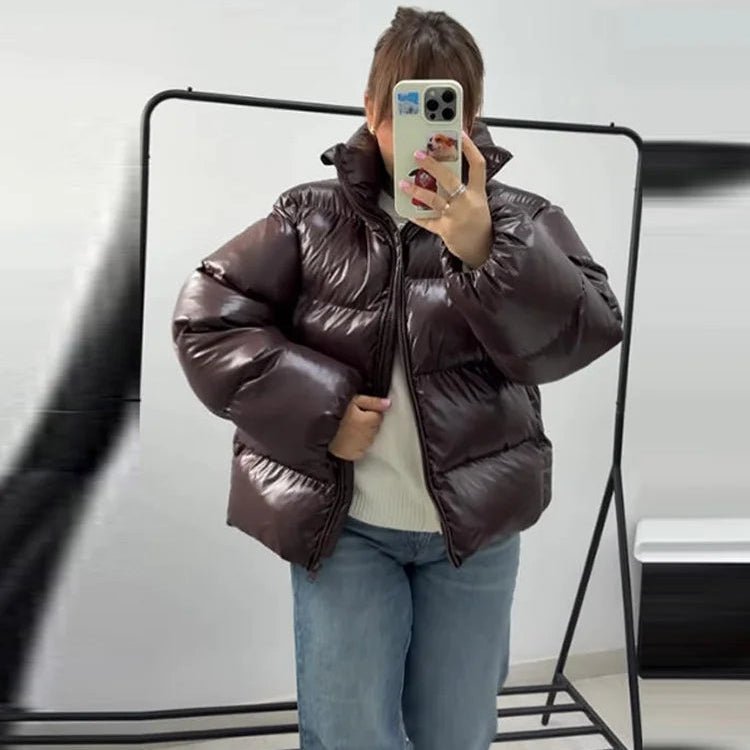 SOKYND Davina Hooded Puffer Jacket in Chocolate