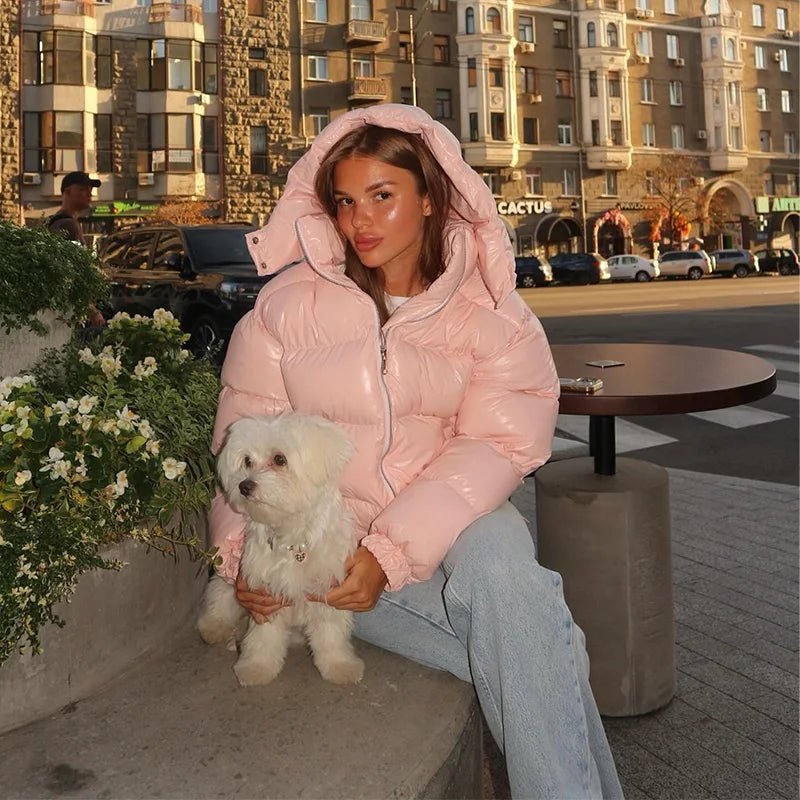 SOKYND Davina Hooded Puffer Jacket in Pink