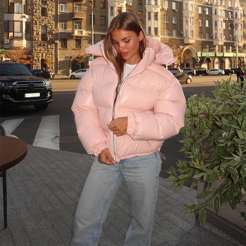 SOKYND Davina Hooded Puffer Jacket in Pink