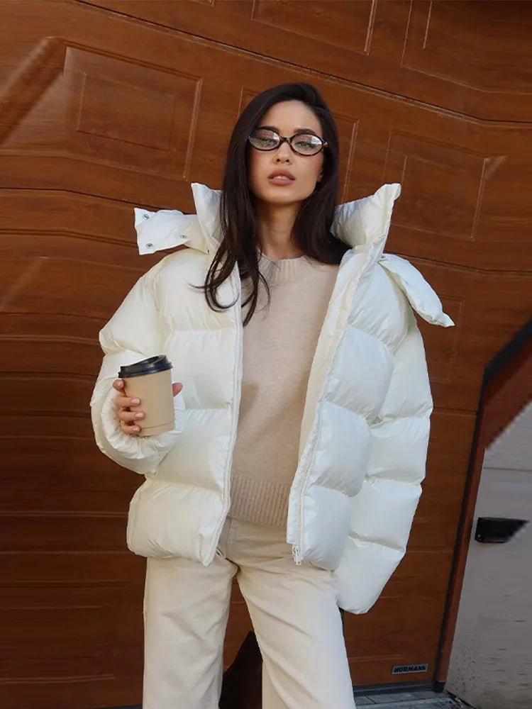 SOKYND Davina Hooded Puffer Jacket in White