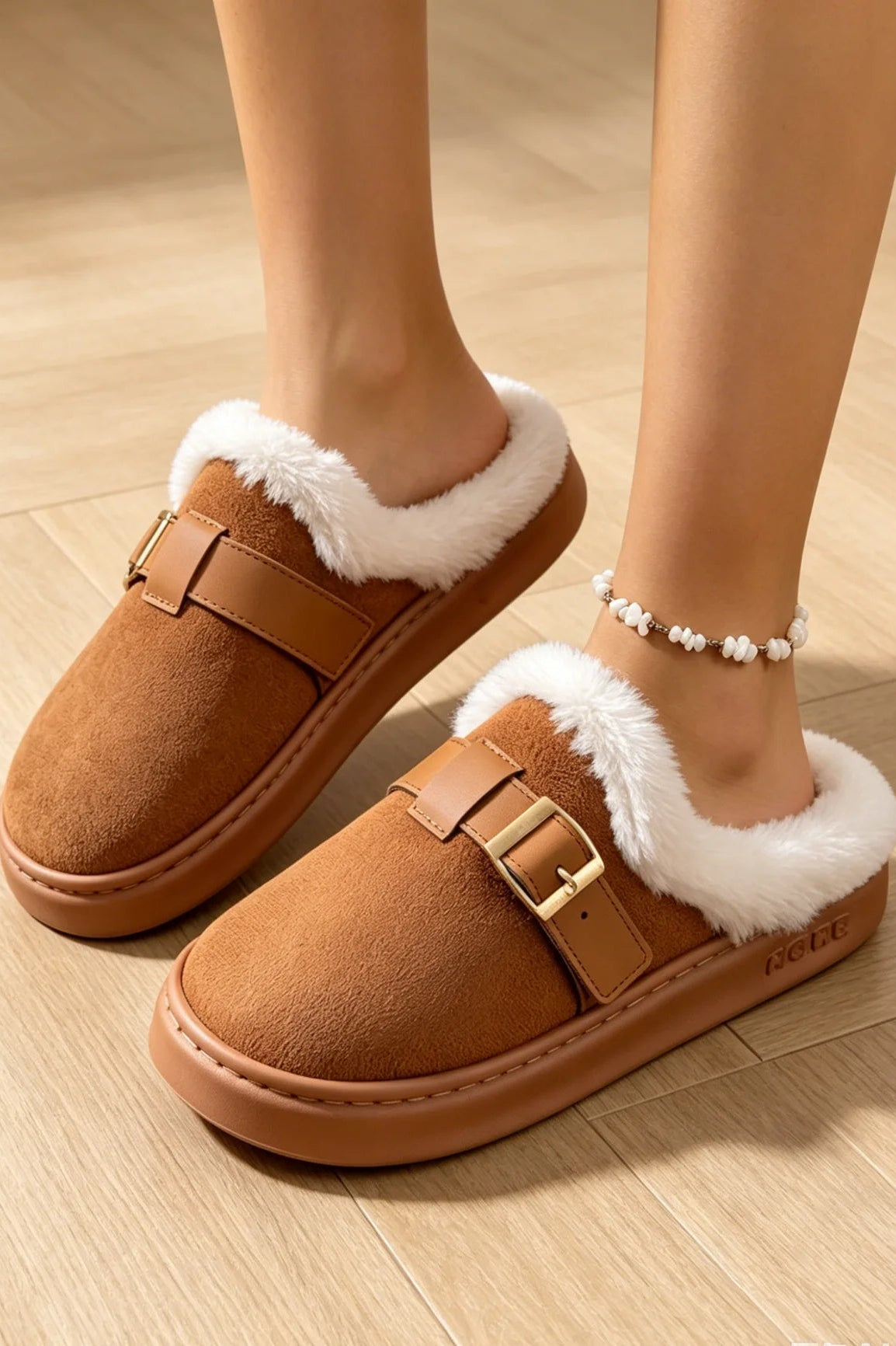 SOKYND Ella Faux Fur Lined Suede Slippers ShoesSOKYND-386711-BRO-3637-48087Brown36-37