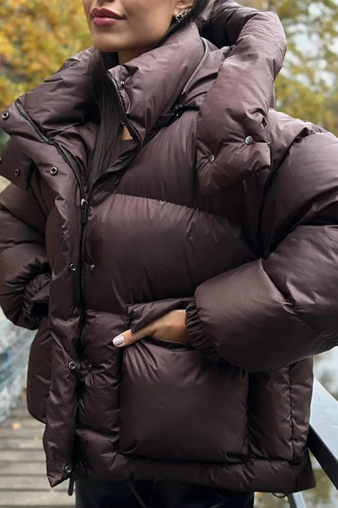 SOKYND Emilia Hooded Puffer Jacket JacketSOKYND-956119-BRO-XXL-28471BrownXXL