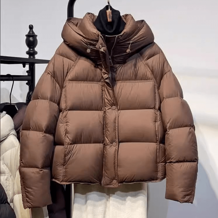 SOKYND Fiona Hooded Glossy Puffer Jacket JacketSOKYND-344727-BRO-S-62327BrownS