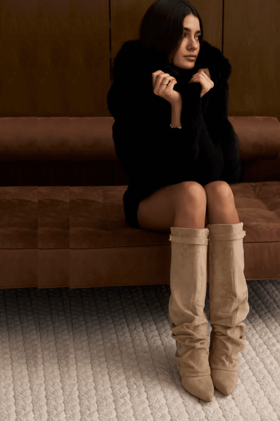 SOKYND Gloria Slouchy Faux Suede Knee High Boots BootsSOKYND-752535-BRO-34-17175Brown34