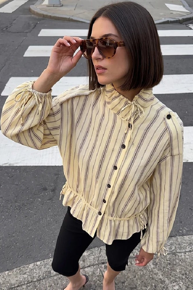 SOKYND Hanna Stand Collar Striped Jacket JacketSOKYND-004823-XS-OS-07383XS