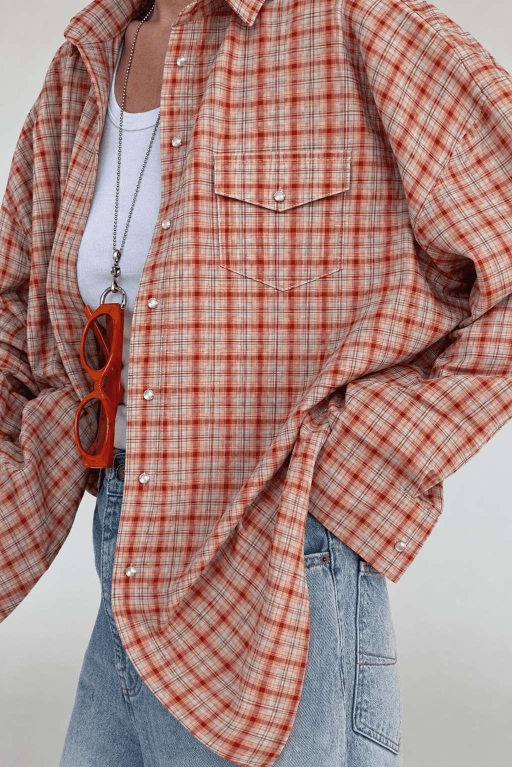 SOKYND Helen Oversized Plaid Shirt Blouse BlouseSOKYND-892823-ORA-S-22071OrangeS