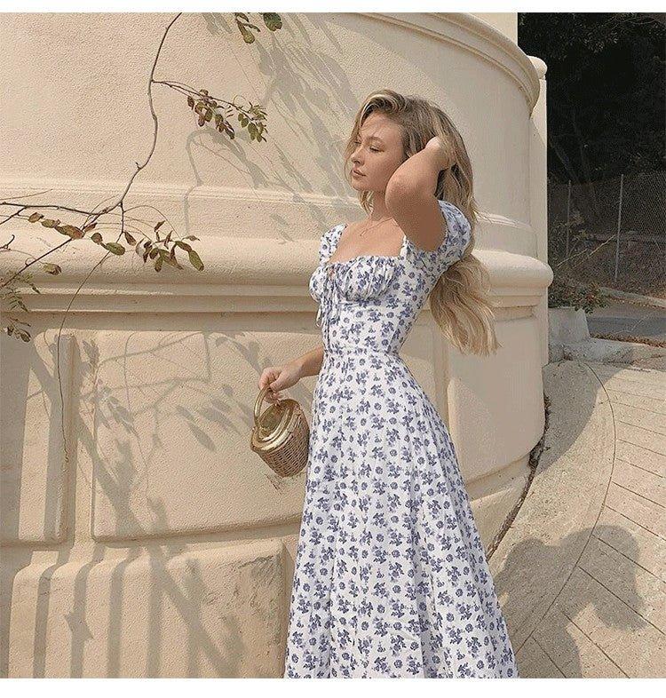 SOKYND Helena Puff Sleeve Floral Midi Dress DressSOKYND-552919-BLU-S-04311BlueS
