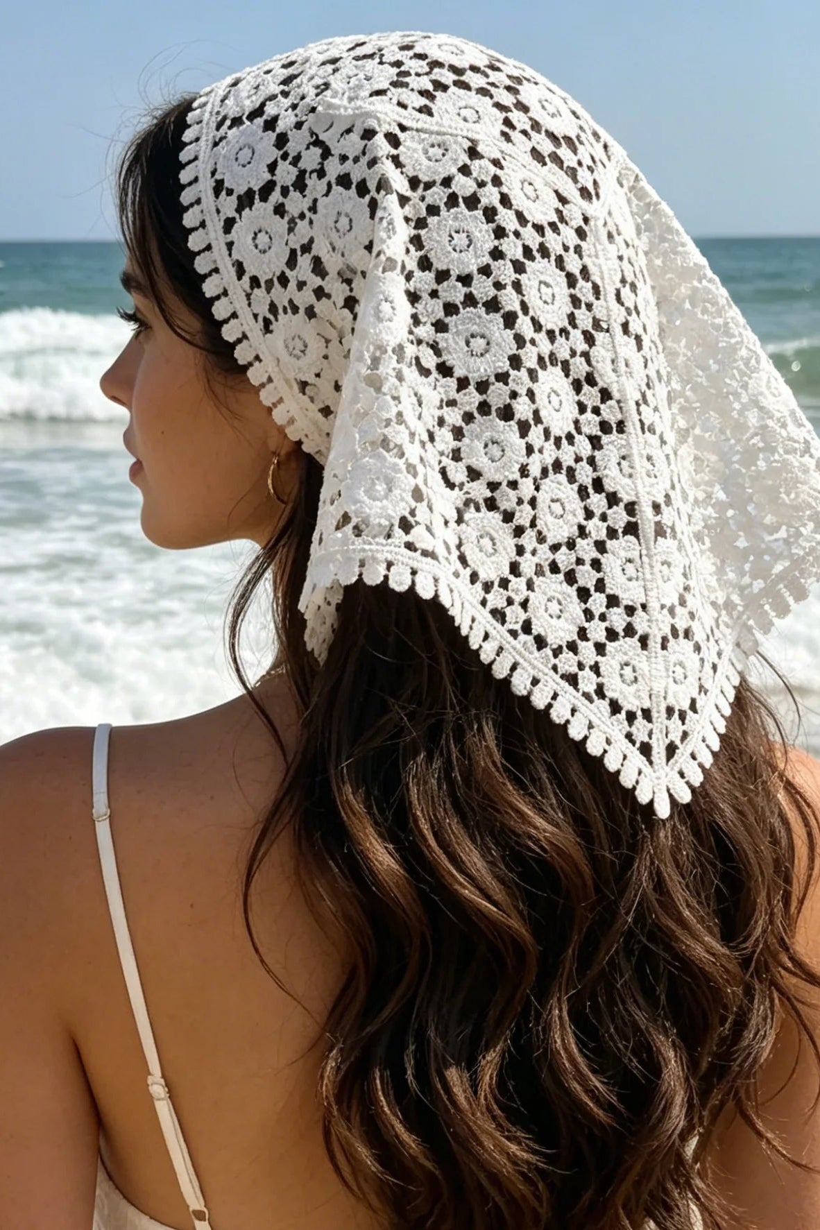 SOKYND Indigo Bohemian Triangle Headscarf AccessoriesSOKYND-224919-WHI-OS-18391White