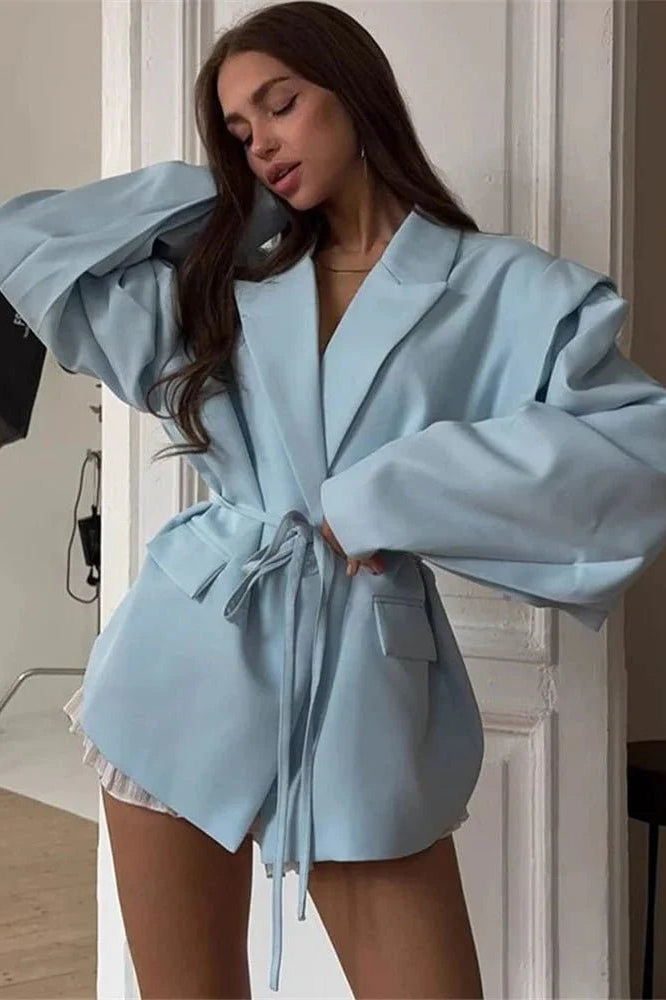 SOKYND Jacinta Wide Sleeve Belted Blazer Coats & JacketsSOKYND-212247-BLU-S-74039BlueS
