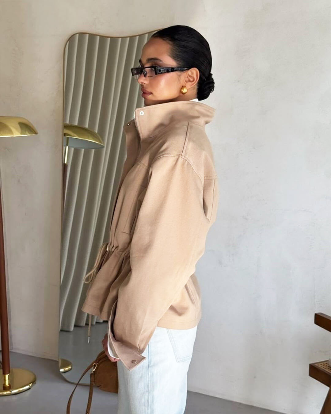 Joanna Drawstring Stand Collar Jacket