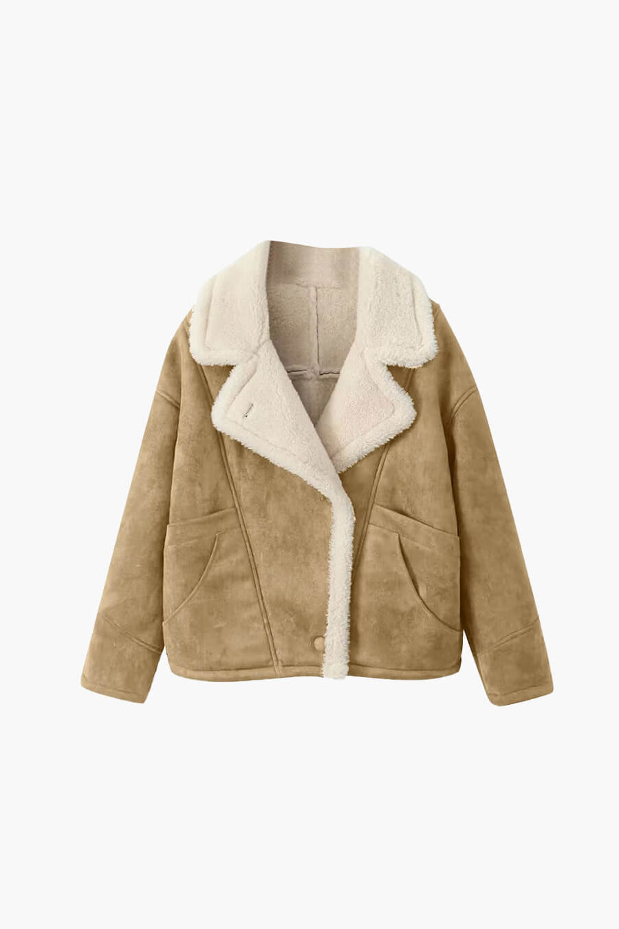 SOKYND Jane Faux Leather Moto Jacket JacketSOKYND-069079-BEI-M-20471BeigeM