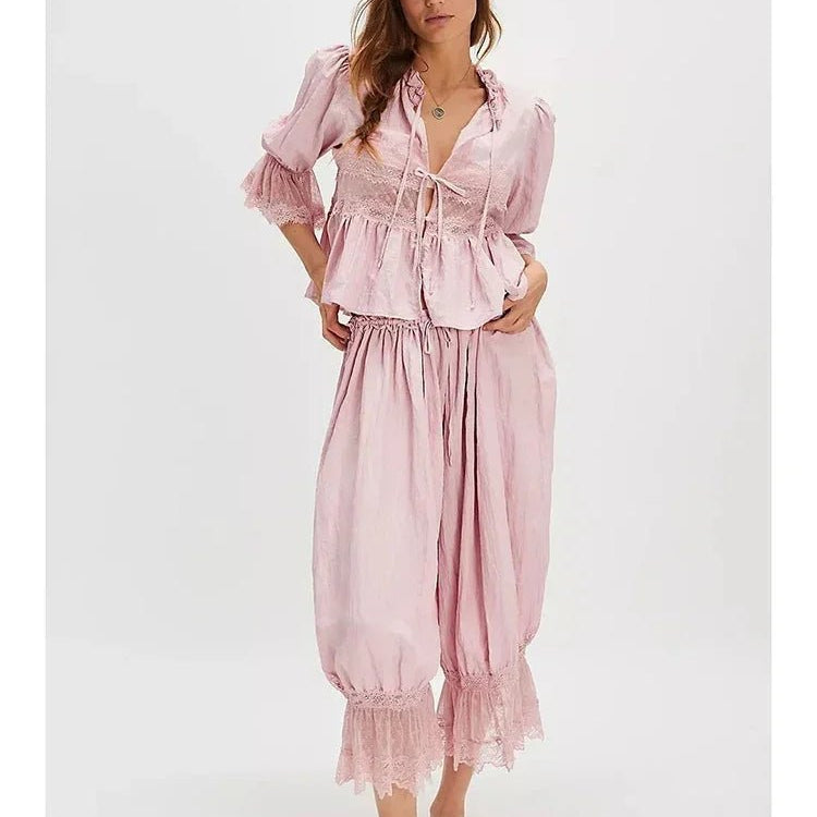 SOKYND Jasmine Lace Lantern Suit Matching SetsSOKYND-950999-PIN-S-45623PinkS