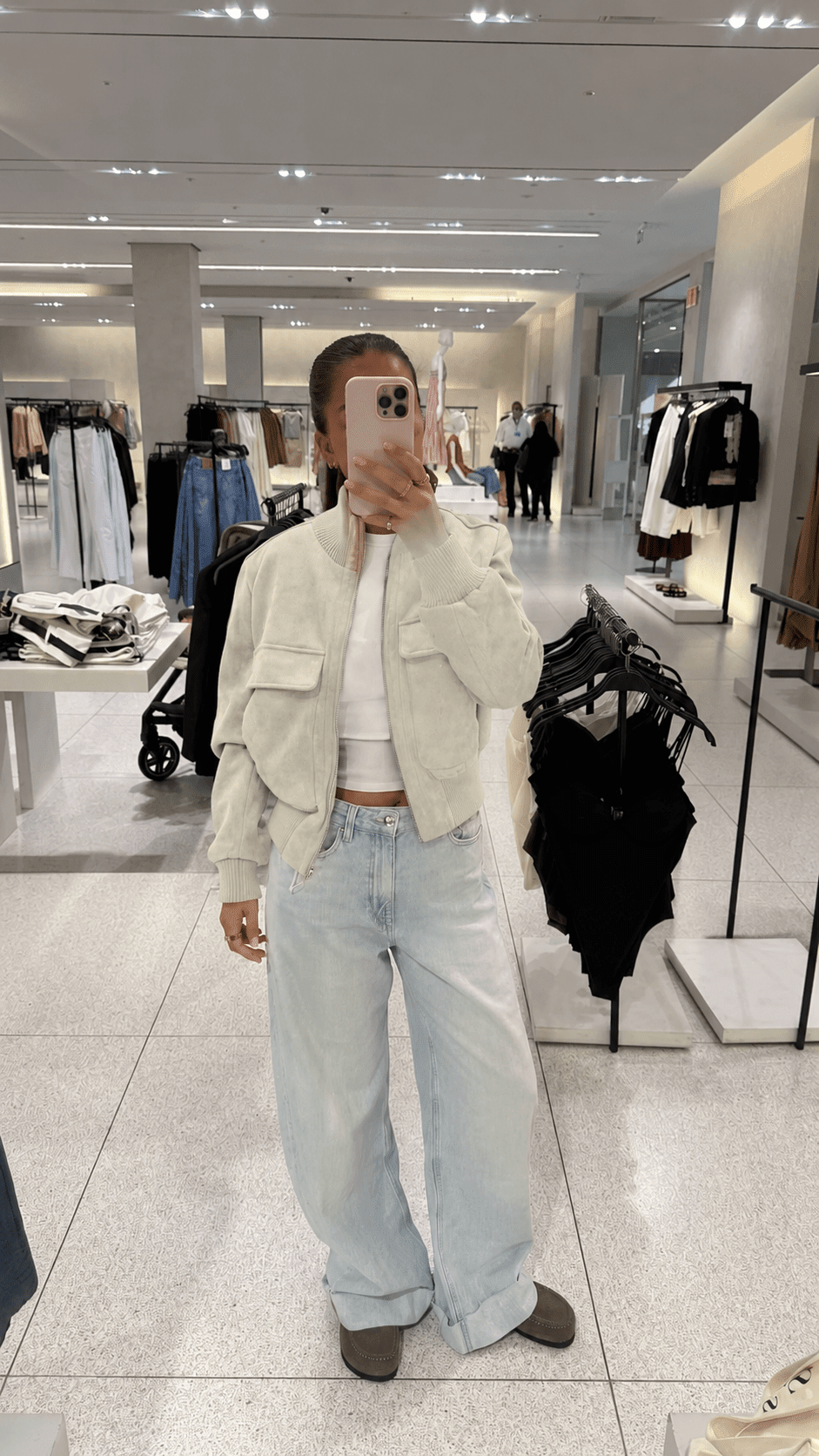 SOKYND Kelly Faux Suede Bomber Jacket JacketCoffeeXS