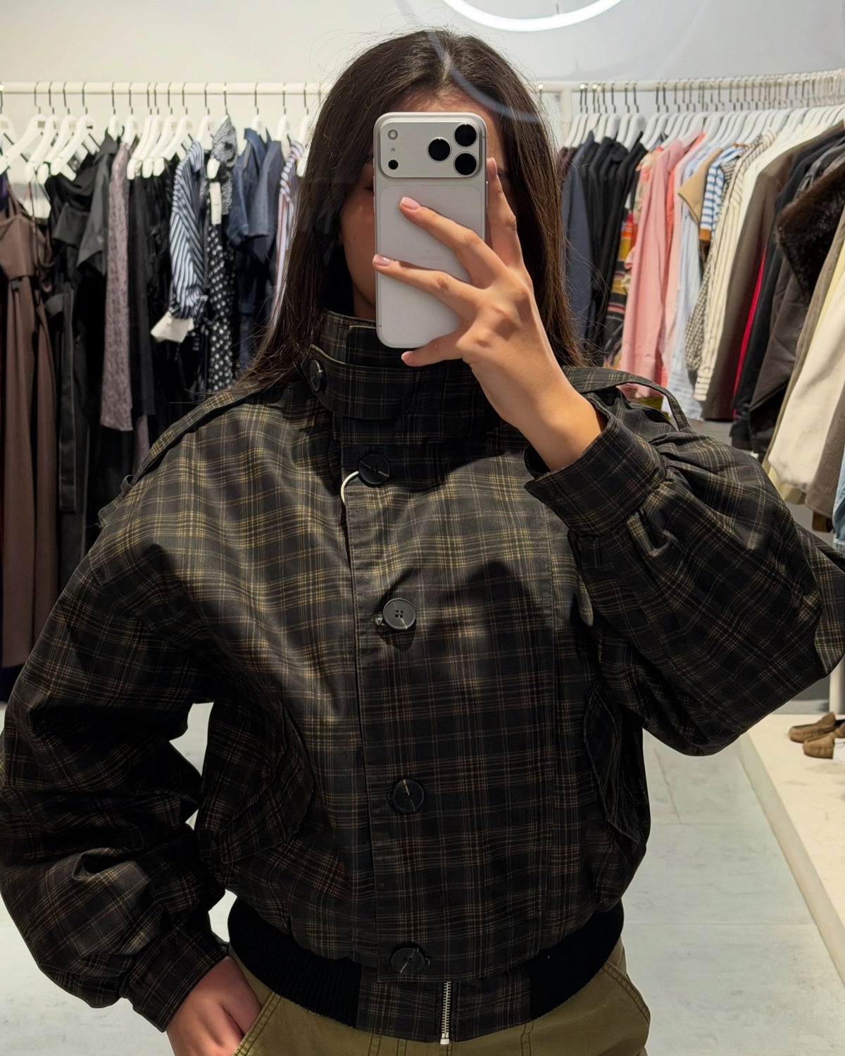 SOKYND Laura Vintage Plaid Bomber Jacket JacketSOKYND-295895-S-OS-92919S