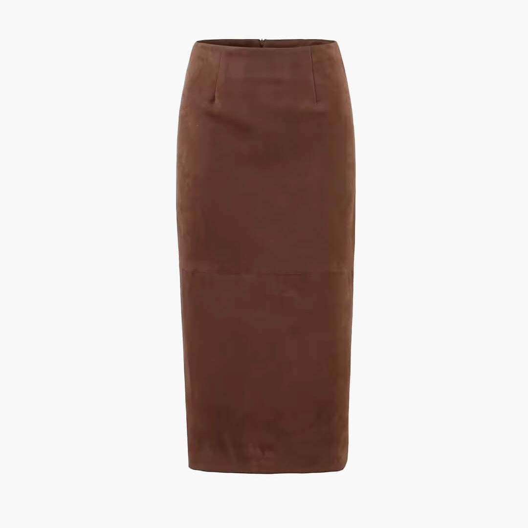 SOKYND Lisa High-Waist Faux Suede Midi Skirt SkirtSOKYND-092247-BRO-S-68631BrownS