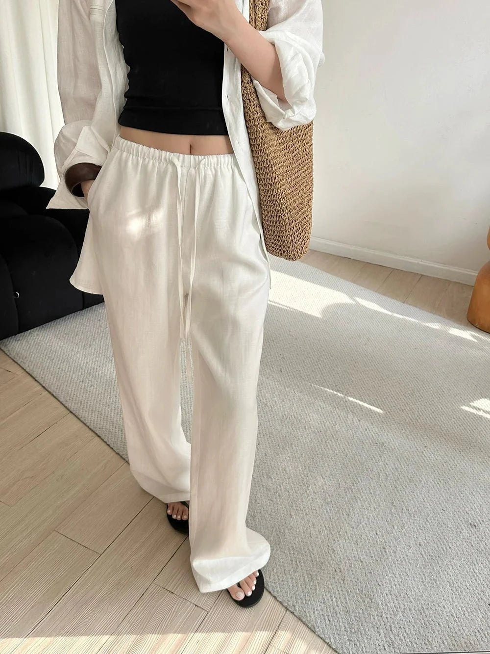 SOKYND Mabel Wide Leg Linen Pants BottomsSOKYND-970775-NAV-S-54423NavyS