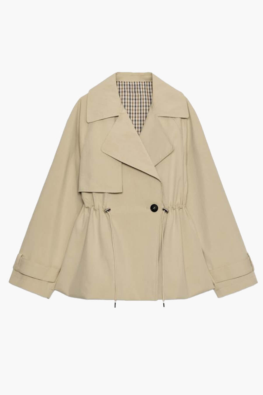 SOKYND Maria Lapel Collar Drawstring Trench Coat CoatSOKYND-741911-BEI-M-60919BeigeM