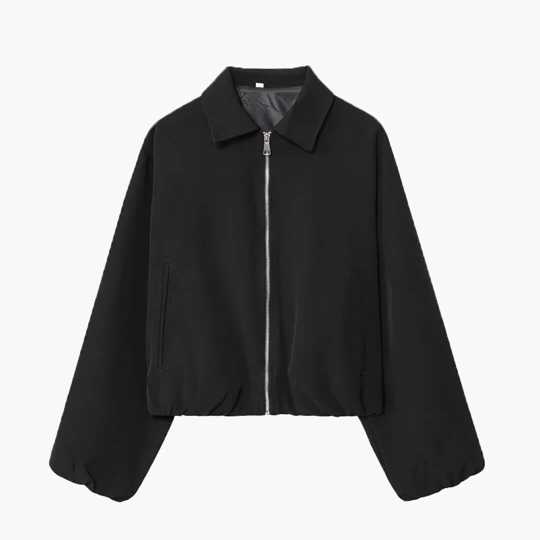 SOKYND Meera Puff Sleeve Bomber Jacket Coats & JacketsBlackXS