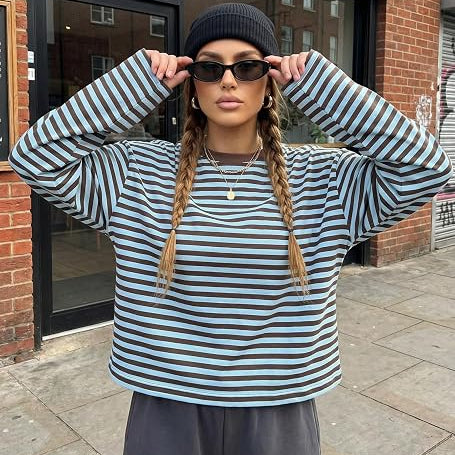SOKYND Melissa Striped Oversized Knit Sweater SweaterSOKYND-358871-TUR-XS-89783TurquoiseXS