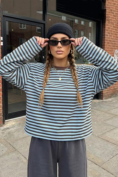 SOKYND Melissa Striped Oversized Knit Sweater SweaterSOKYND-358871-TUR-XS-89783TurquoiseXS