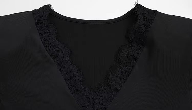 SOKYND Mila Lace Trim Long Sleeve Mini Dress DressSOKYND-157463-BLA-S-76183BlackS