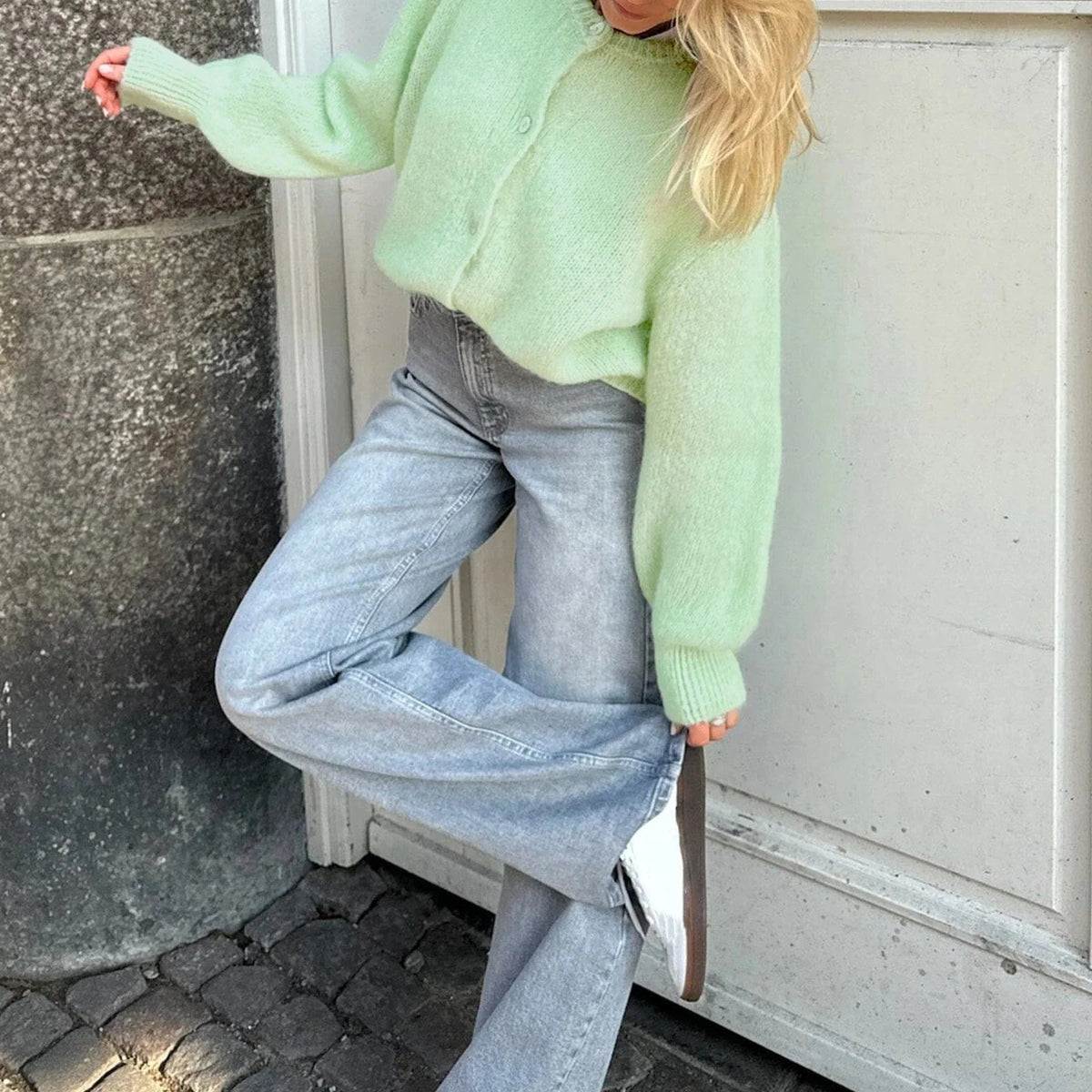 SOKYND Nadia Oversized Fuzzy Knit Cardigan CardiganSOKYND-650519-LIG-S-04631Light GreenS