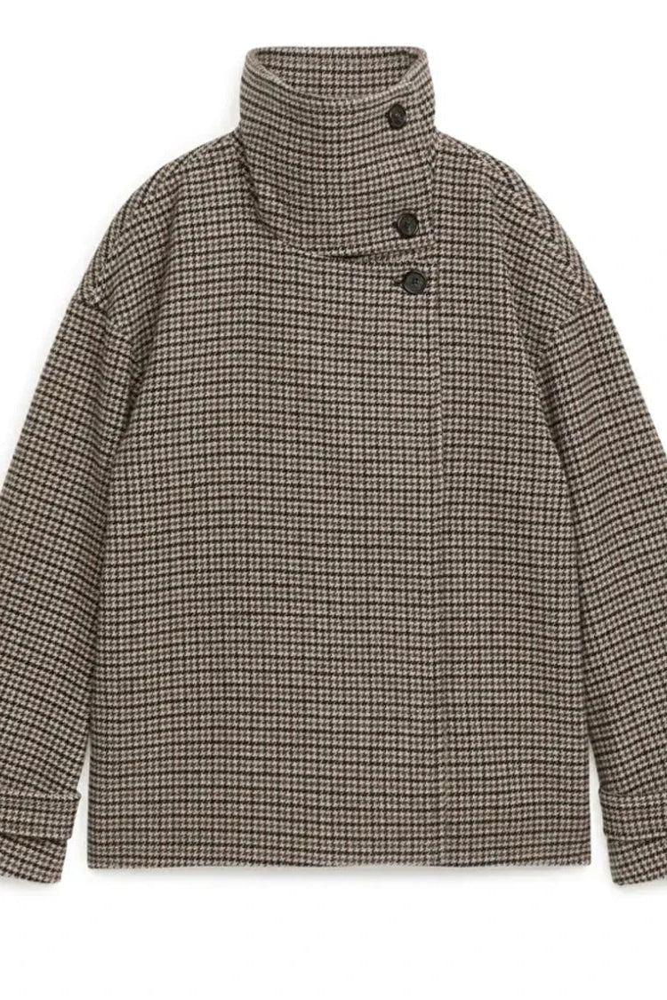 SOKYND Natalie Houndstooth Buttoned Collar Jacket JacketSOKYND-508503-M-OS-24375M