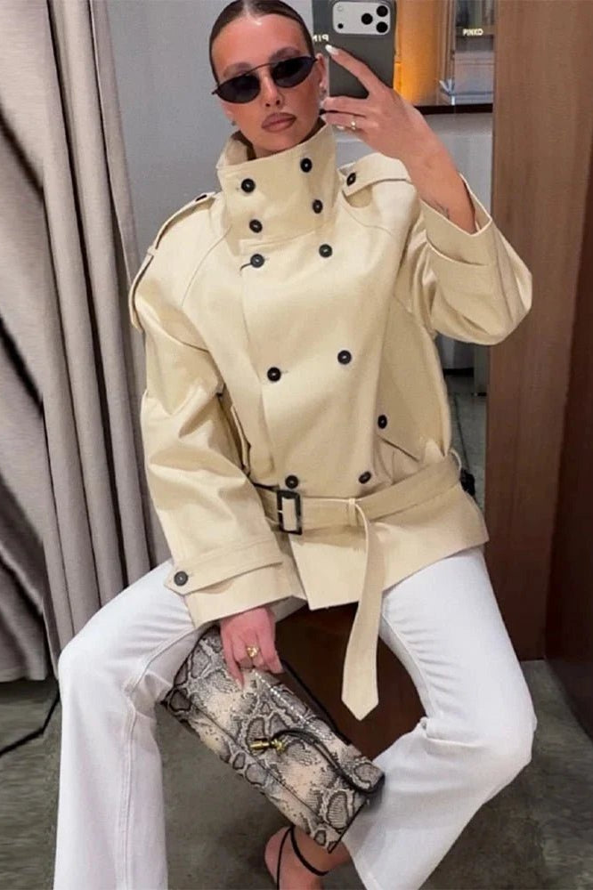 SOKYND Nina Stand Collar Trench Coat CoatSOKYND-242647-B-S-25015BeigeS
