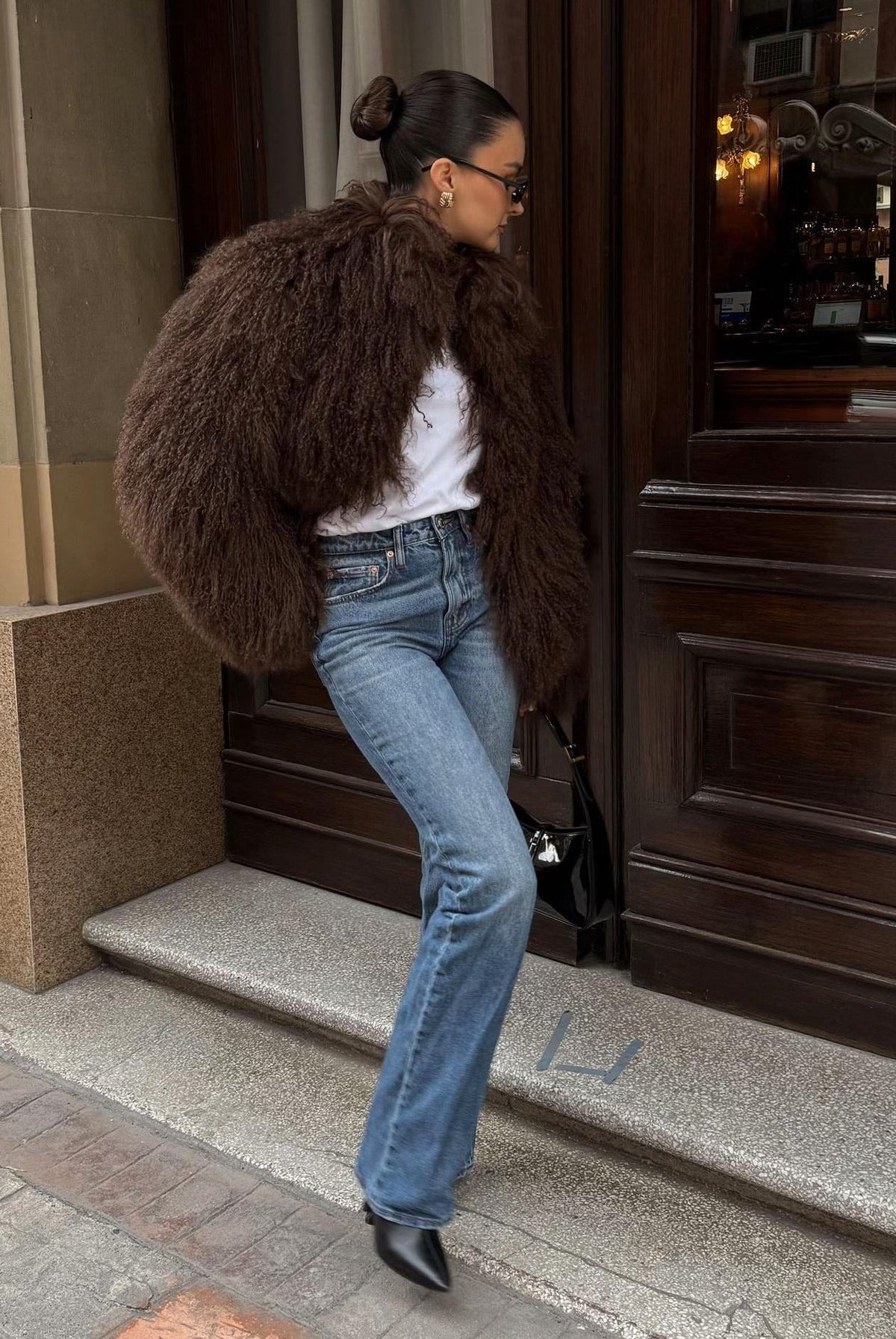 SOKYND Priscilla Fuzzy Faux Fur Coat Coats & JacketsqS1767356248754416121Dark BrownXS