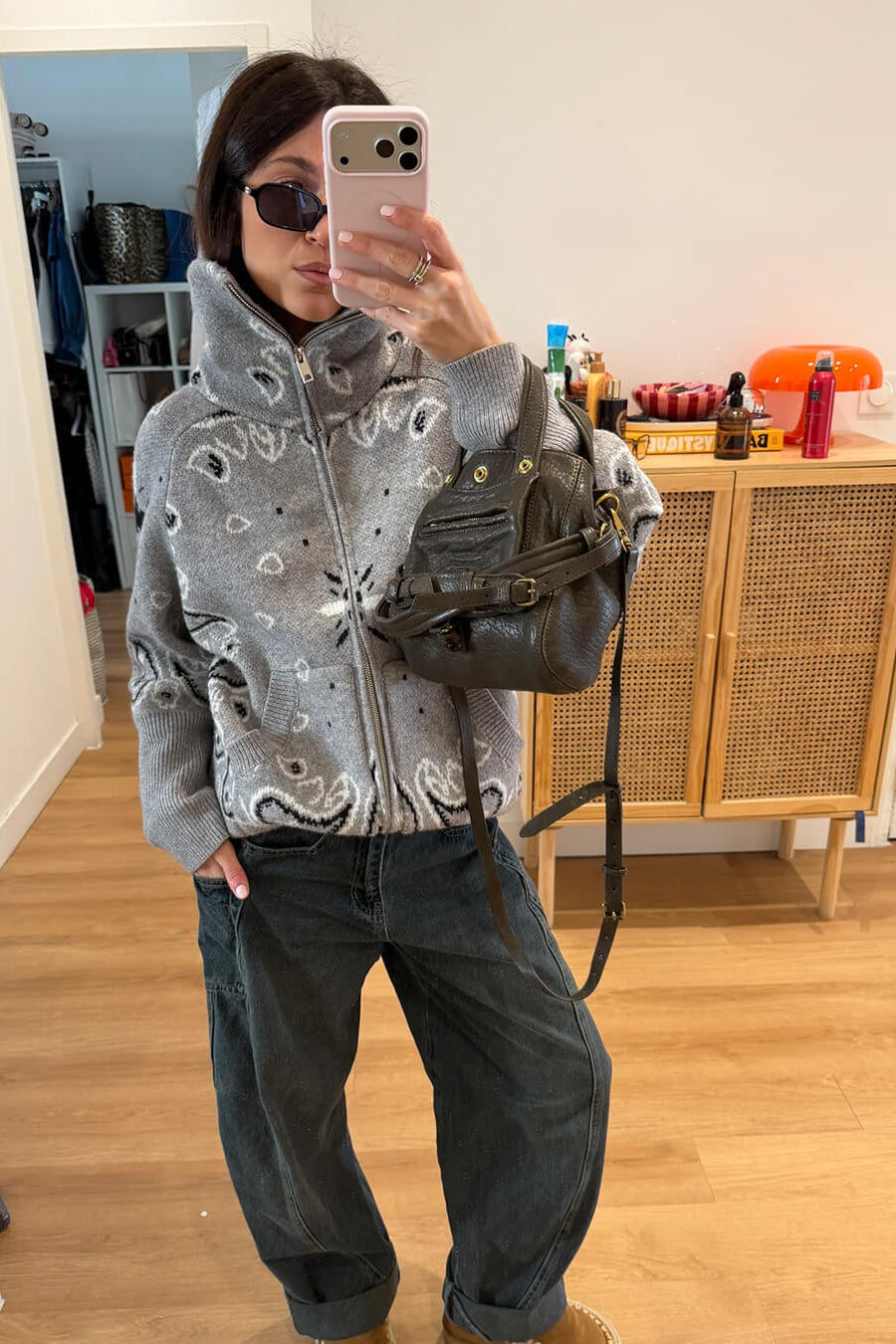 SOKYND Ruth Paisley Zip-Up Knit Jacket JacketSOKYND-675863-GRE-M-12951GreyM