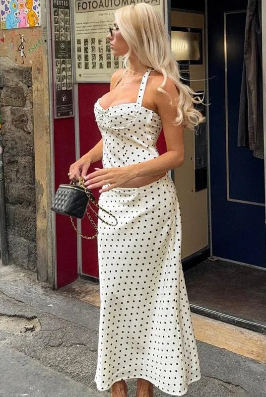 SOKYND Sofia Polka Dot Two-Piece Maxi Set DressesSOKYND-024407-WHI-S-14295WhiteS