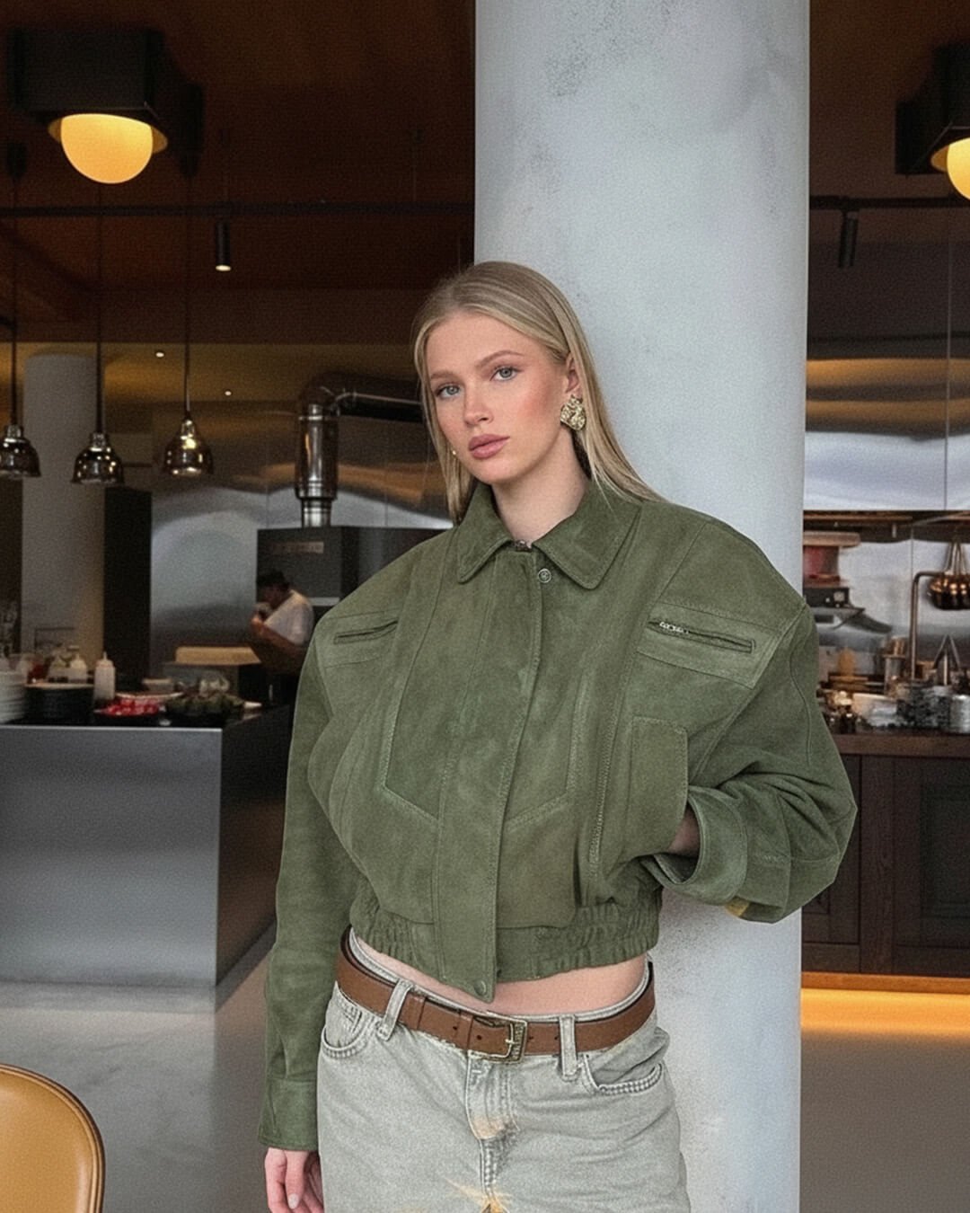 SOKYND Tracey Suede Lapel Jacket Coats & JacketsTr1774219786666463278GreenS