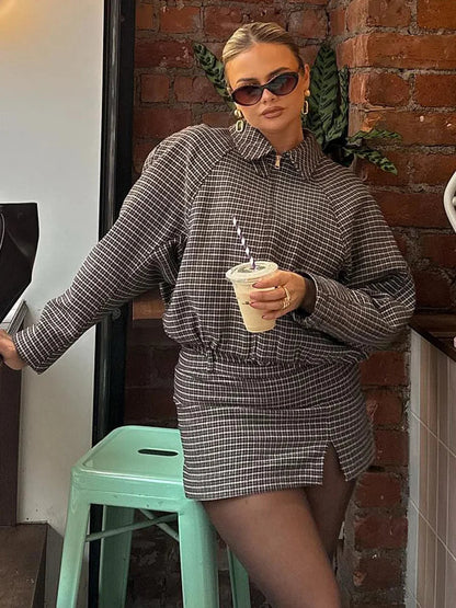 Hannah Houndstooth Zip Jacket
