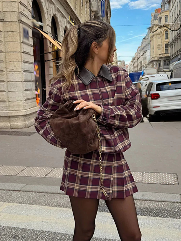 Julia Check Bomber & Skort Set