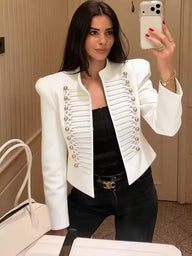 Ava Military Leather Bomber Jacket
